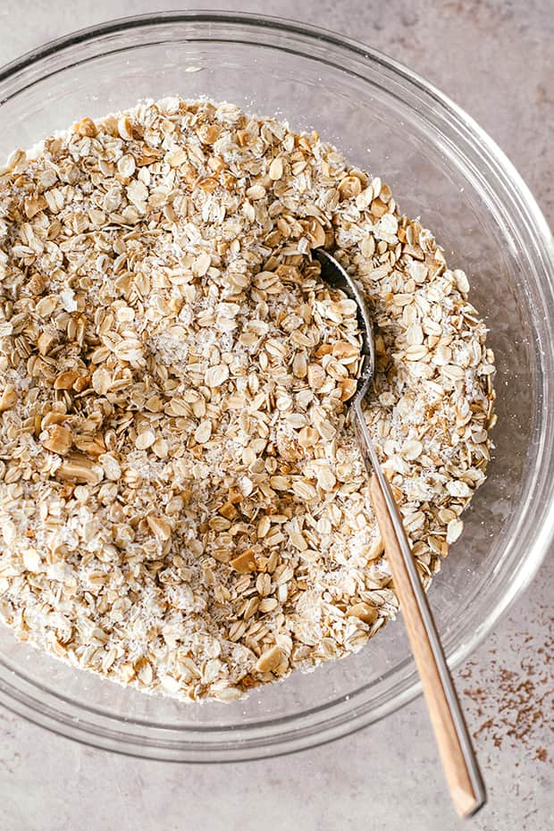dry mix of oats, coconut and chopped peanuts 