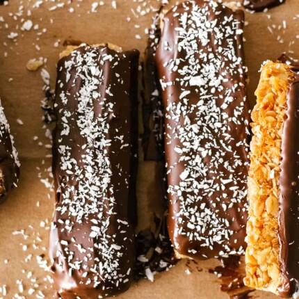 chocolate dipped coconut peanut granola bars