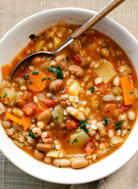 vegetable barley soup with potatoes