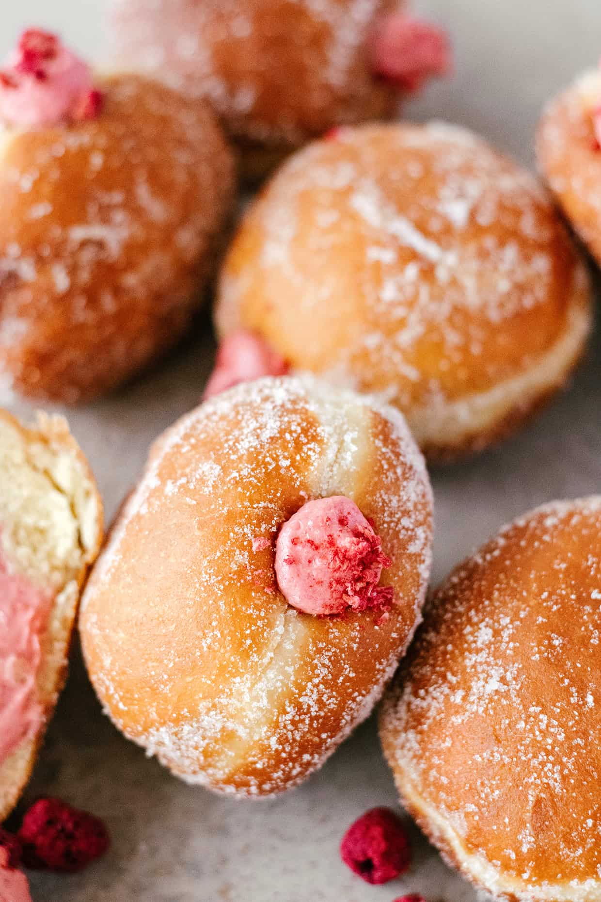 raspberry cheesecake brioche doughnuts 