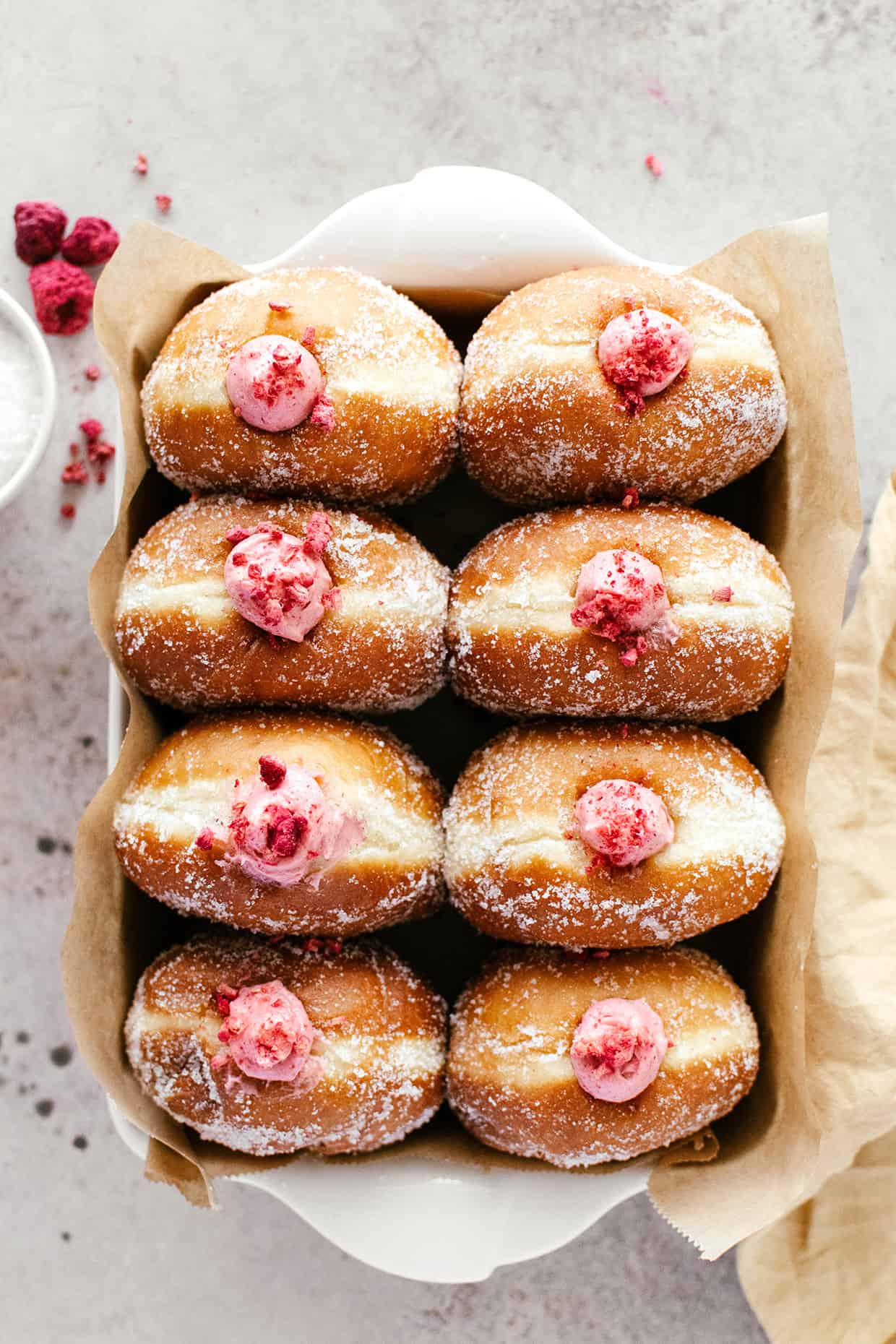 raspberry cheesecake brioche doughnuts 