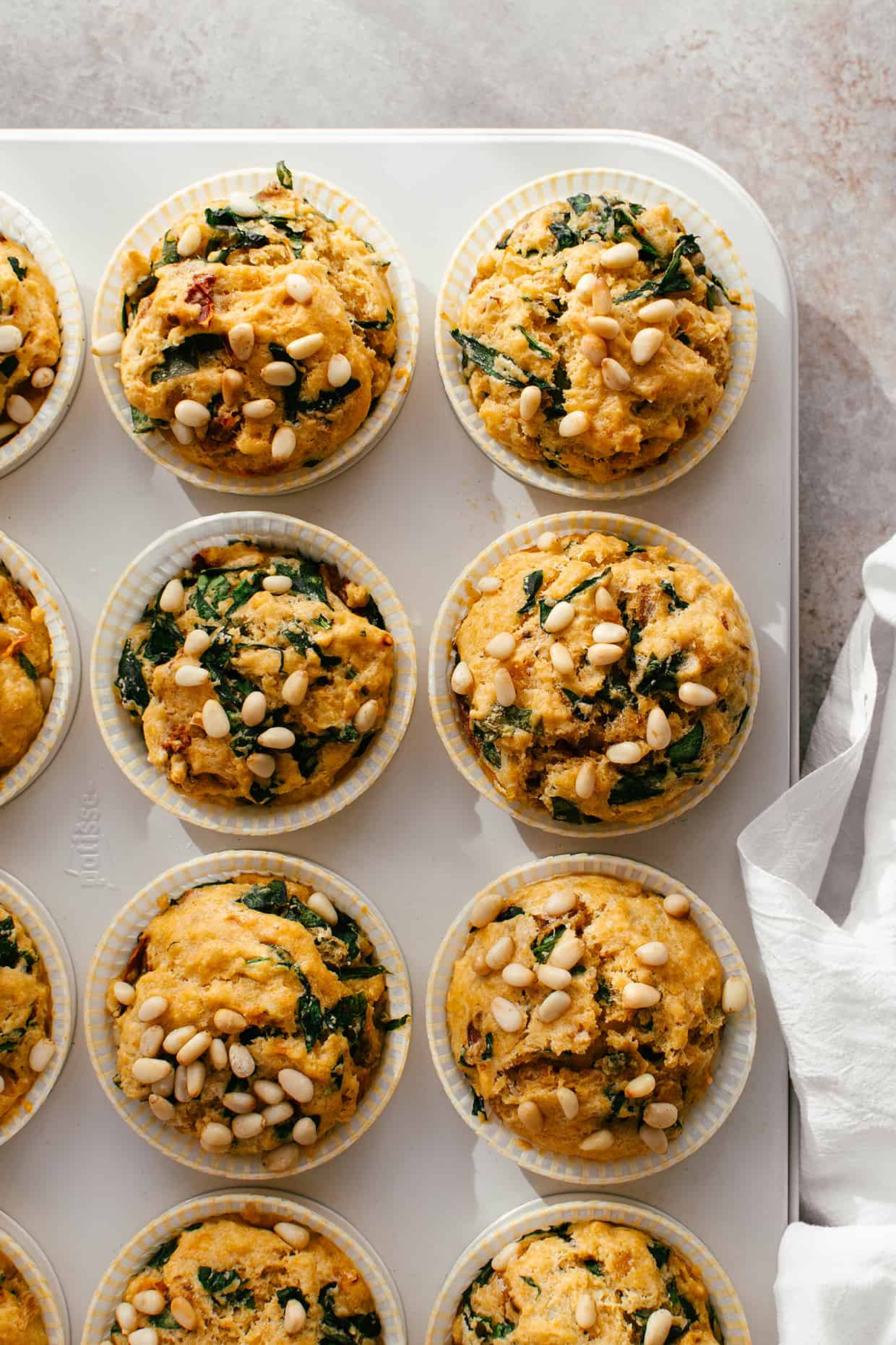 golden spinach cheddar muffins