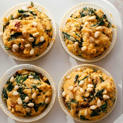 golden spinach cheddar muffins