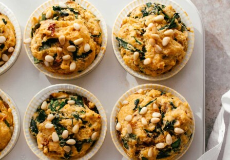 golden spinach cheddar muffins