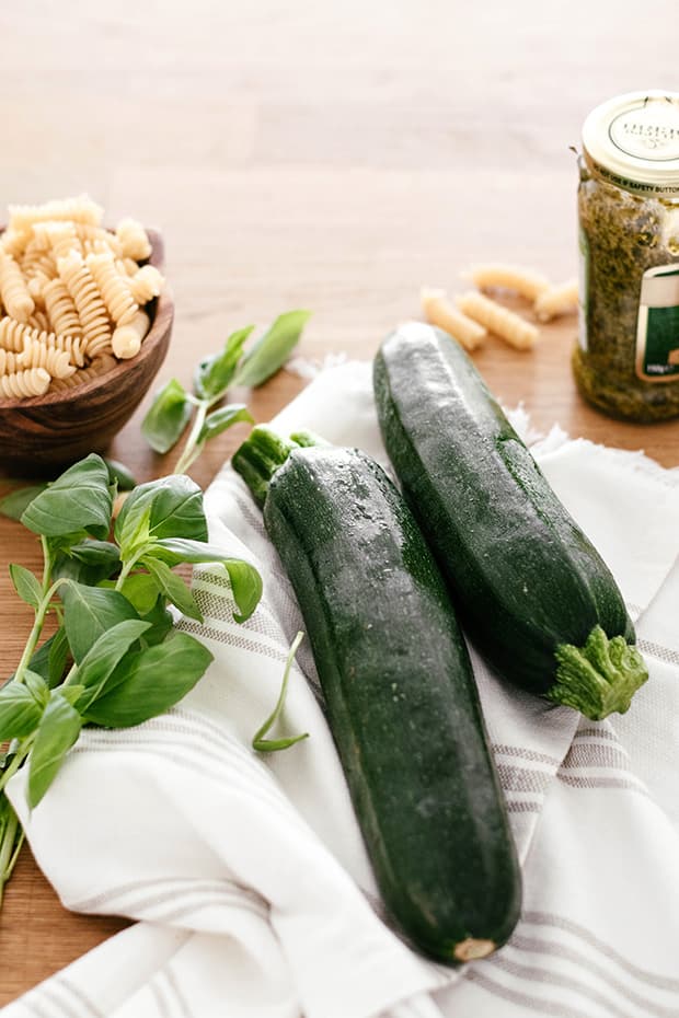 fresh zucchini and basil