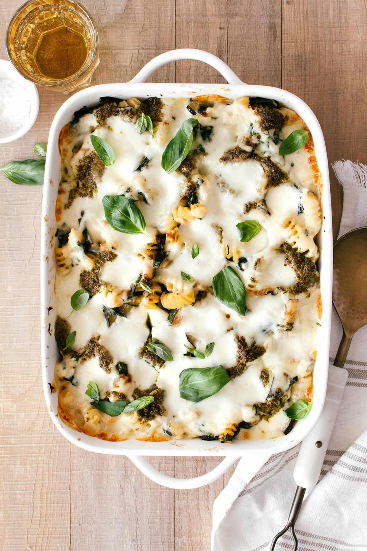 lasagna-style zucchini spinach pasta bake