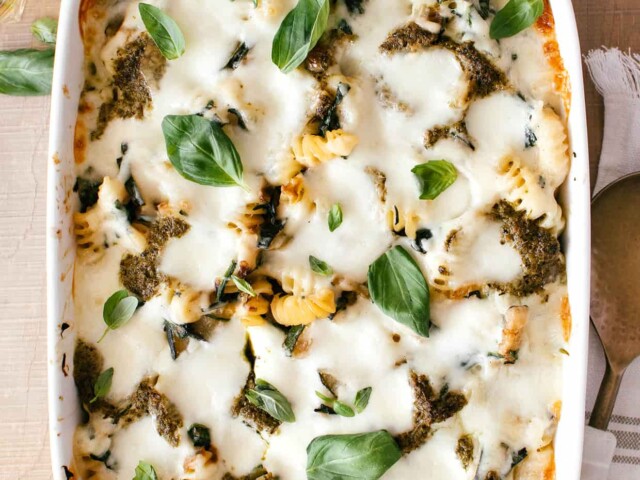 lasagna-style zucchini spinach pasta bake