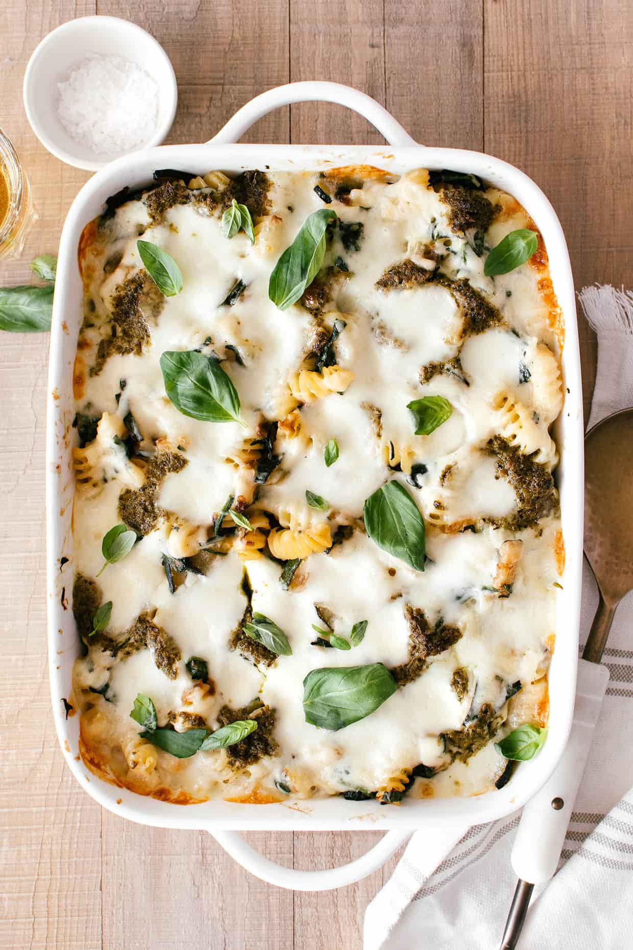 lasagna-style zucchini spinach pasta bake
