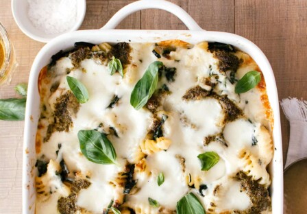 lasagna-style zucchini spinach pasta bake