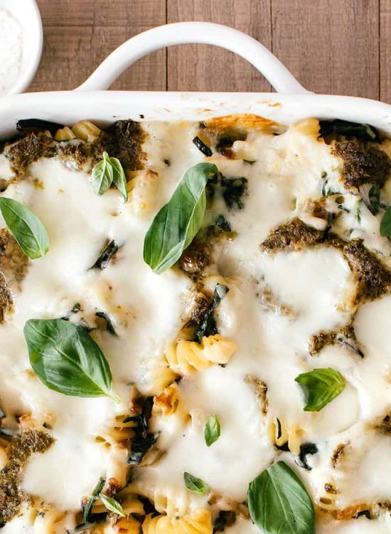 lasagna-style zucchini spinach pasta bake
