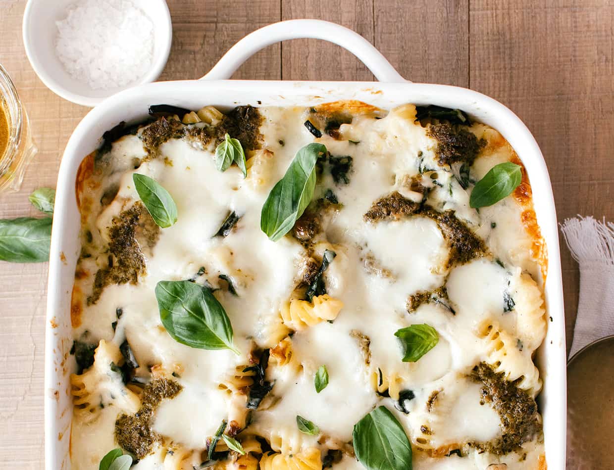 lasagna-style zucchini spinach pasta bake