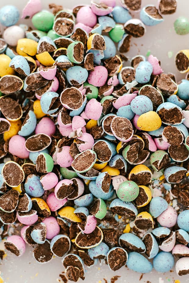 sliced chocolate mini eggs