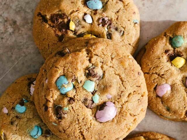 mini egg thick chocolate chip cookies