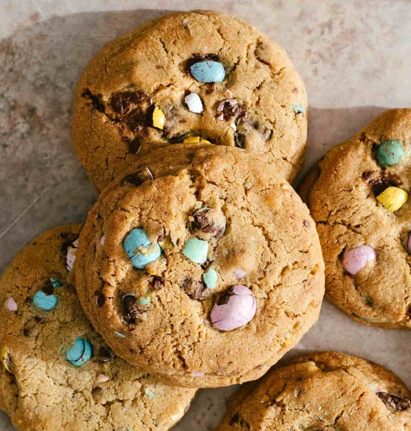 mini egg thick chocolate chip cookies