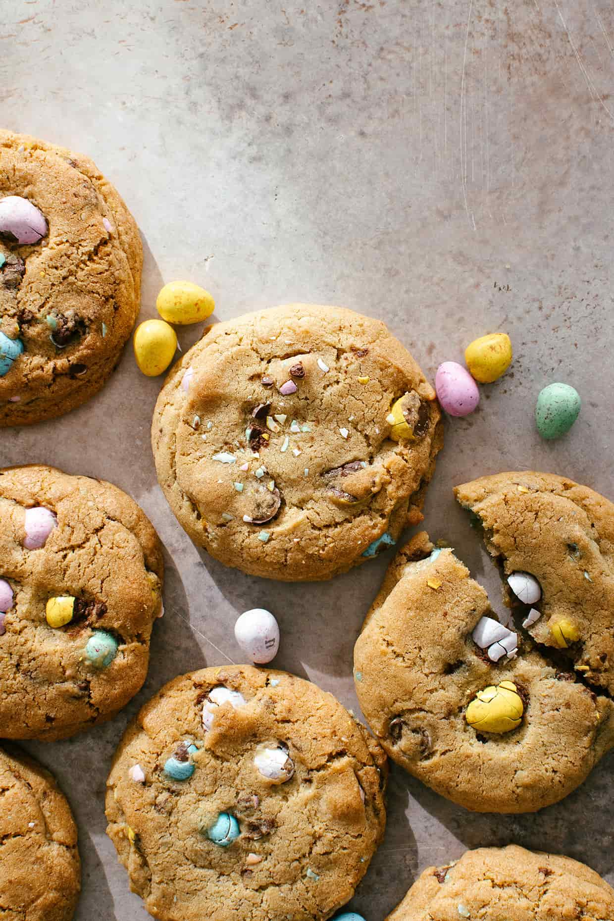 mini egg thick chocolate chip cookies