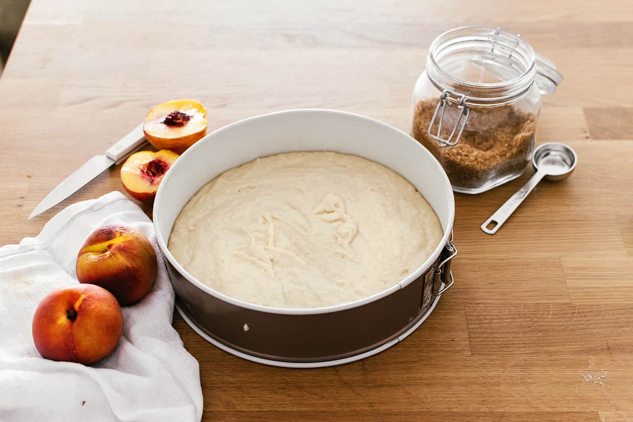 springform pan filled with cake batter