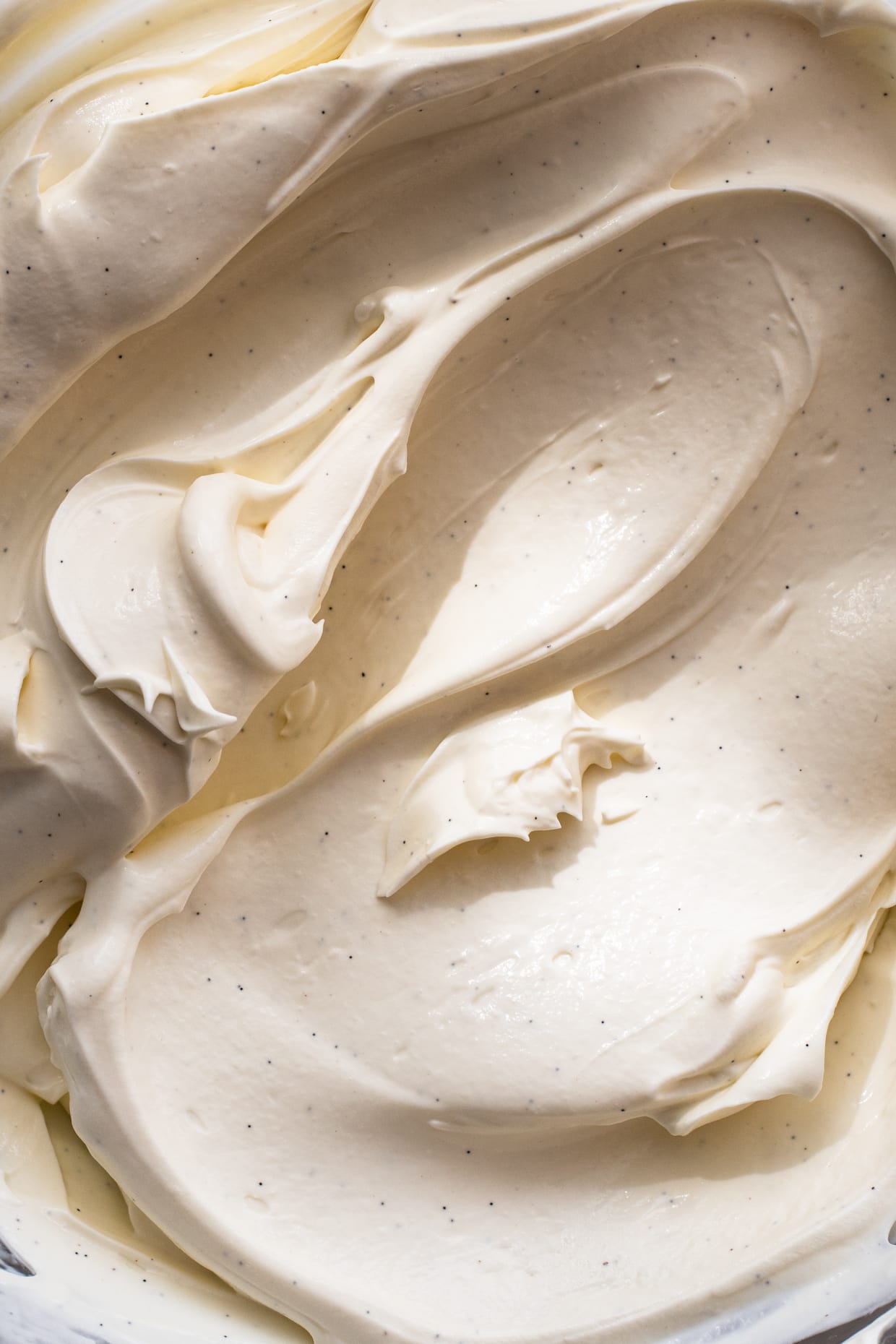 close view of whipped mascarpone cream