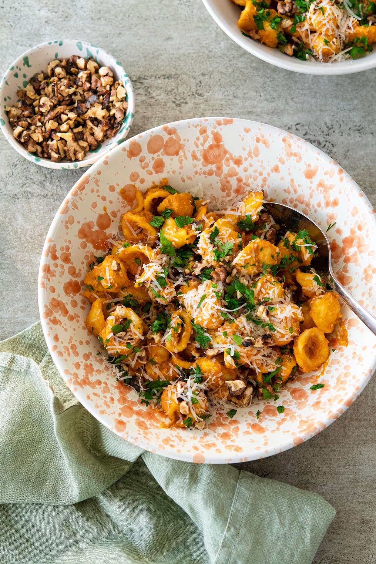 pumpkin orecchiette served in a bowl 