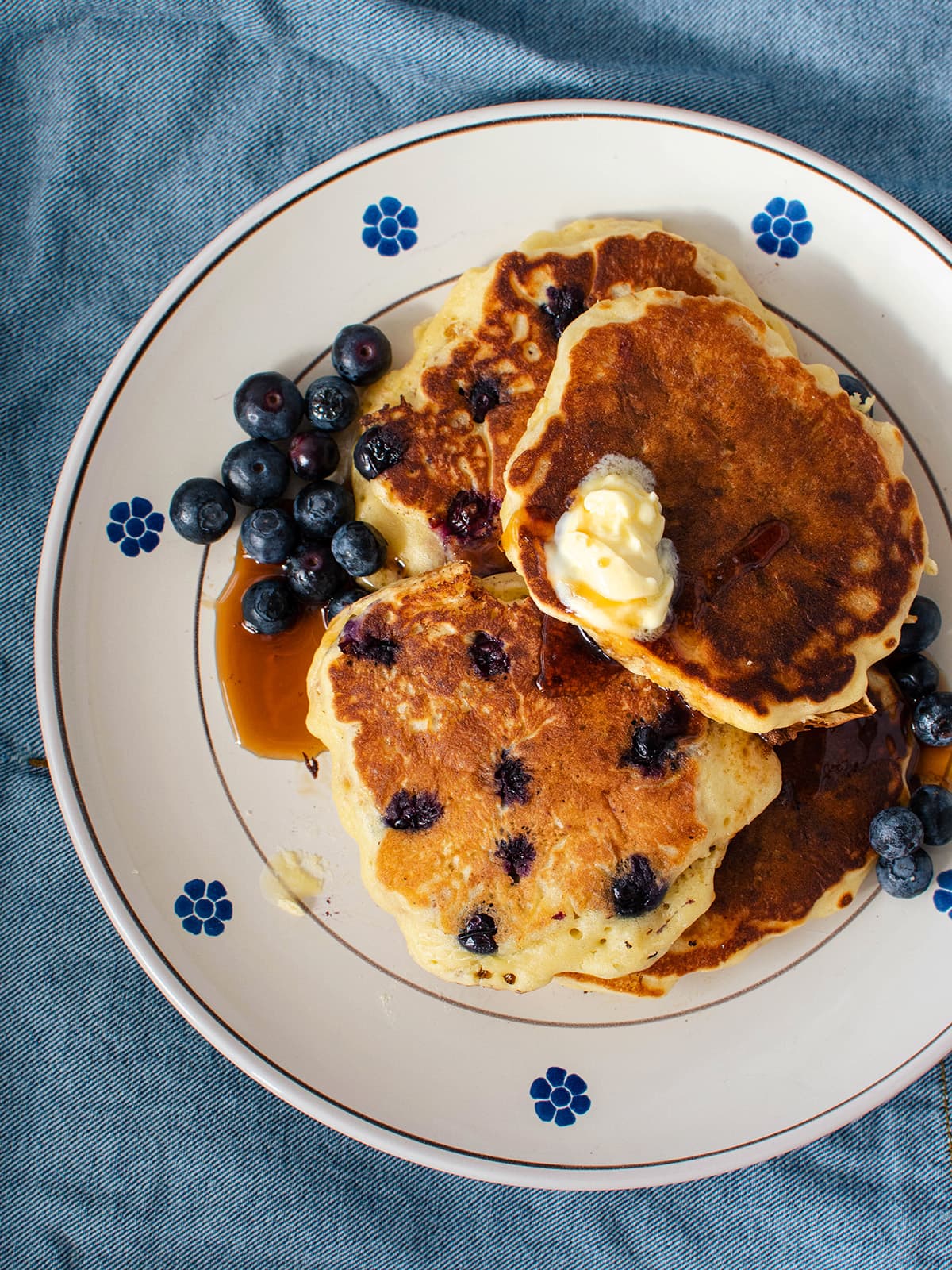american rich blueberry granola pancakes