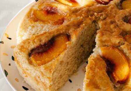 vegan peach coffee cake