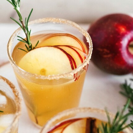 apple cider margarita with sugar rim