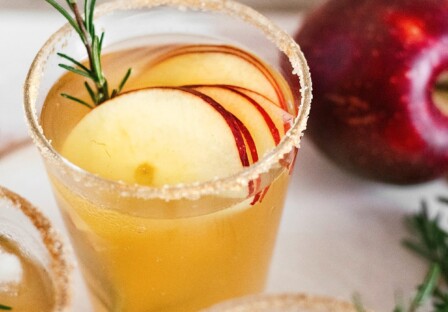 apple cider margarita with sugar rim