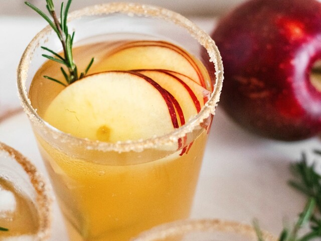 apple cider margarita with sugar rim