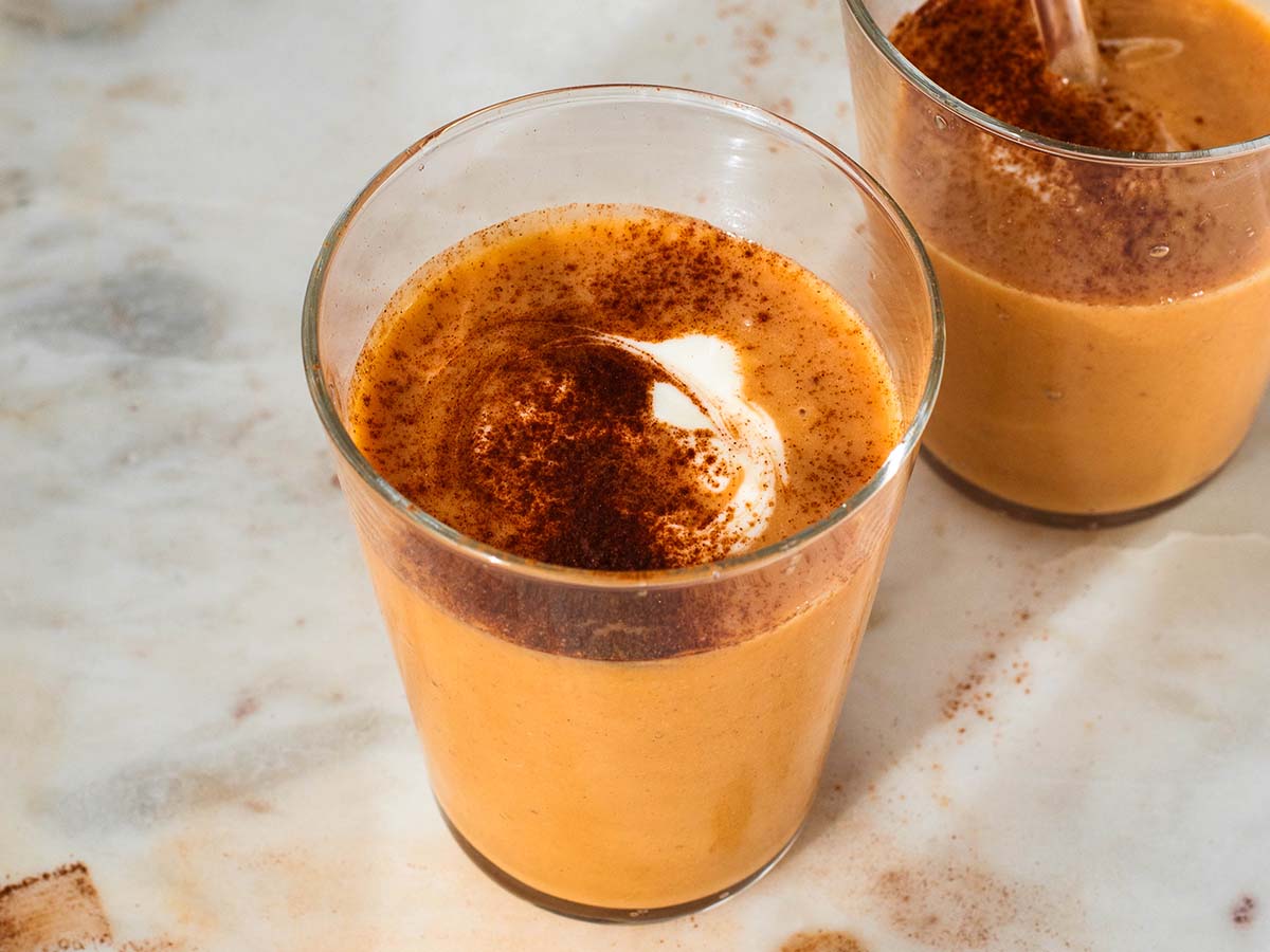 sweet potato smoothie with cinnamon and banana