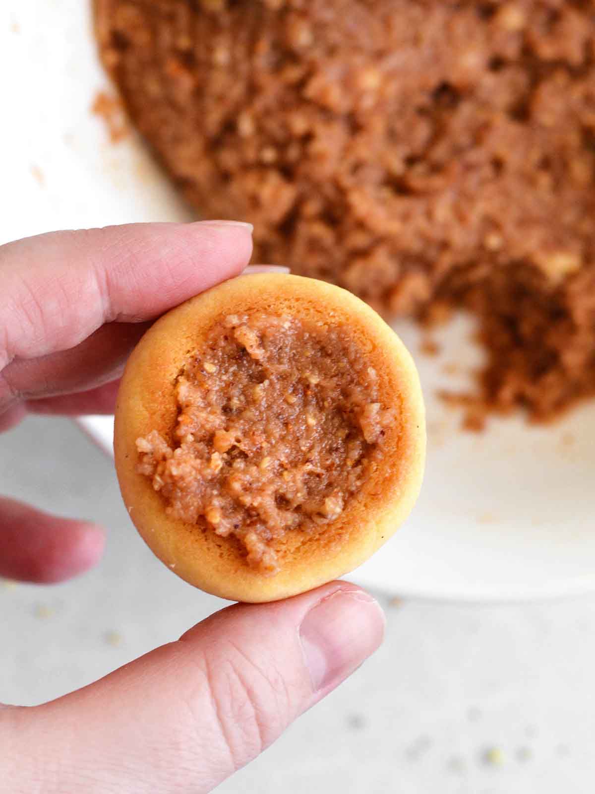 a cookie filled with almond jelly filling