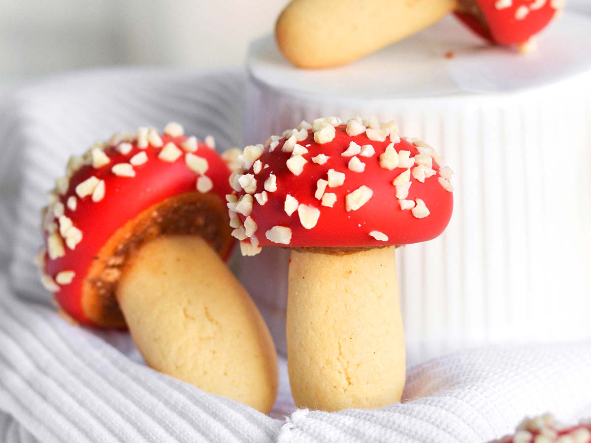red mushroom shaped cookies