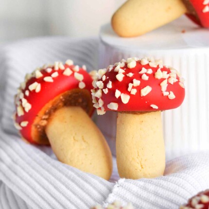 red strawberry almond mushroom cookies