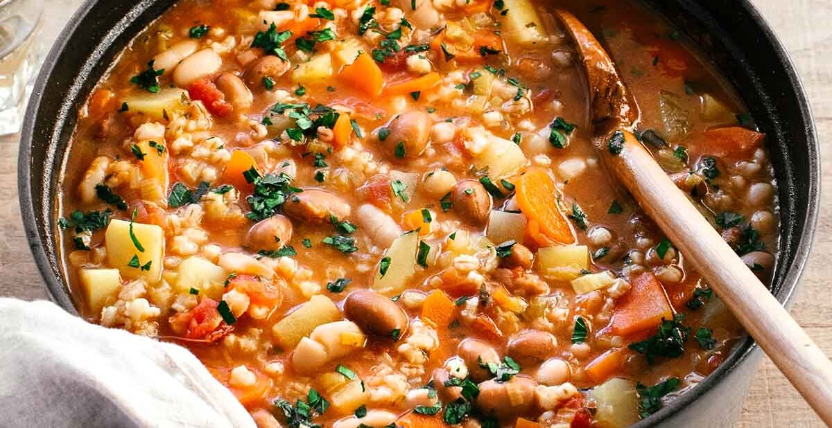 vegetable barley soup with potatoes