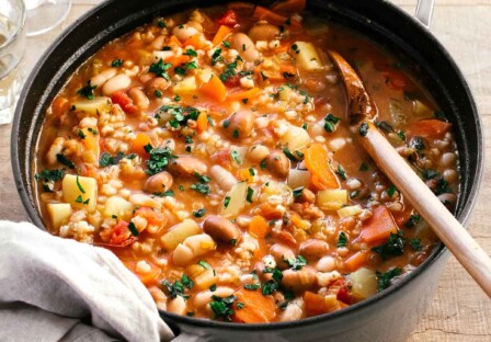 vegetable barley soup with potatoes