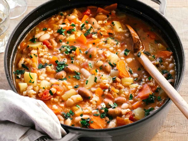 vegetable barley soup with potatoes