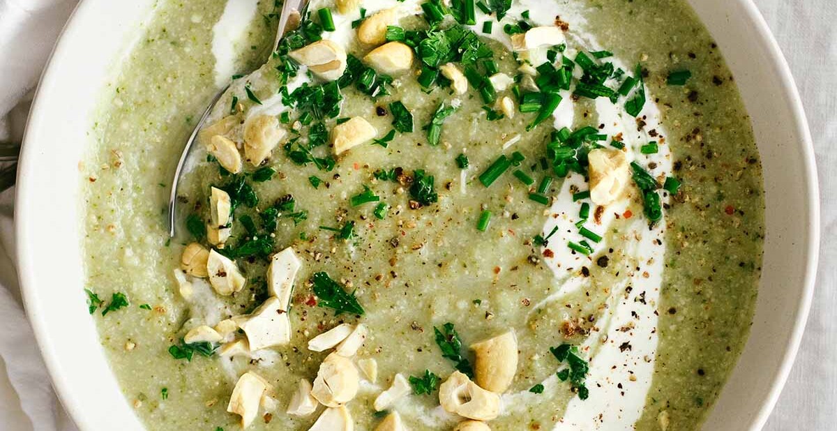 broccoli cauliflower soup with brussel sprouts