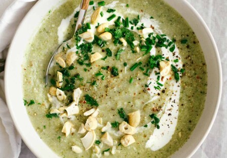 broccoli cauliflower soup with brussel sprouts