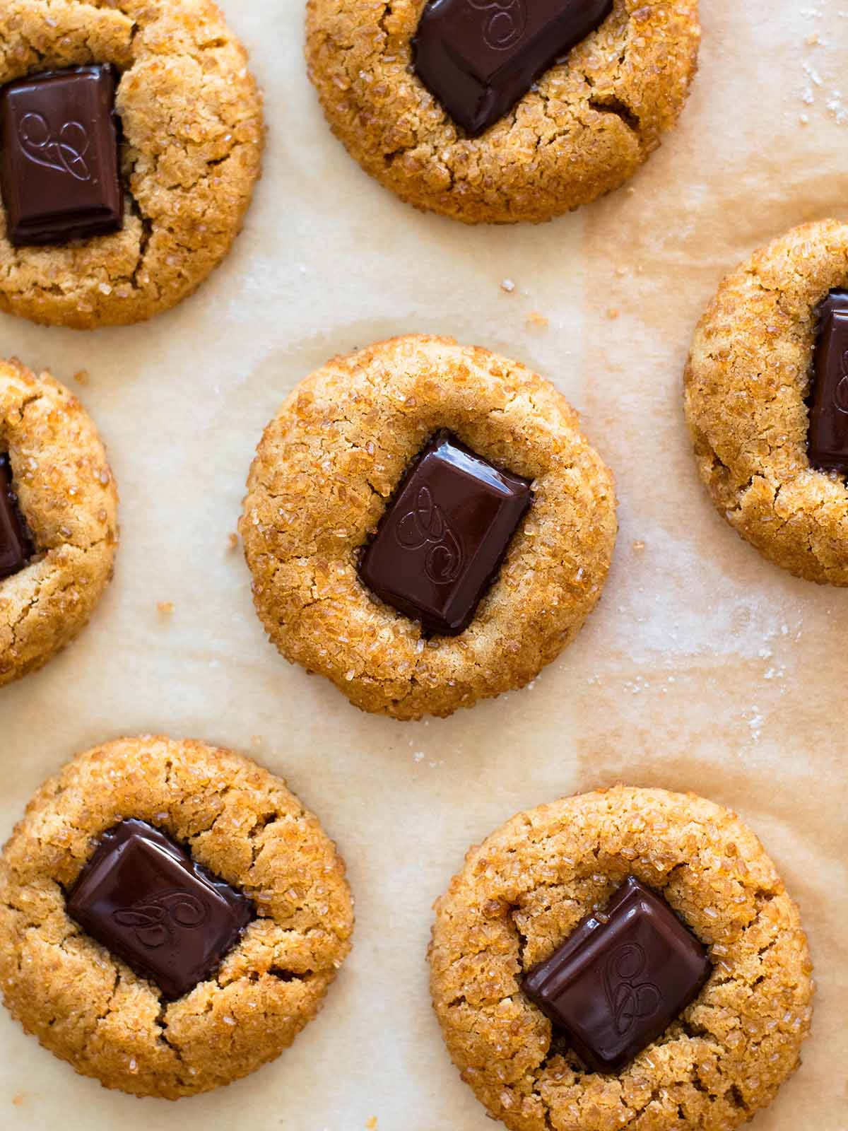 peanut butter cookies with dark chocolate
