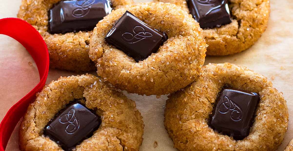 dark chocolate peanut butter cookies blossoms