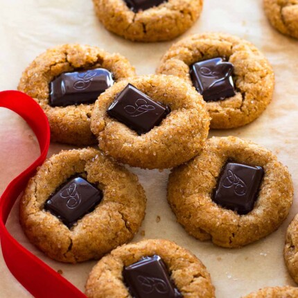 dark chocolate peanut butter cookies blossoms