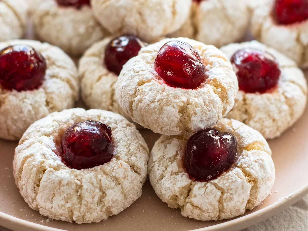chewy almond cookies with cherries