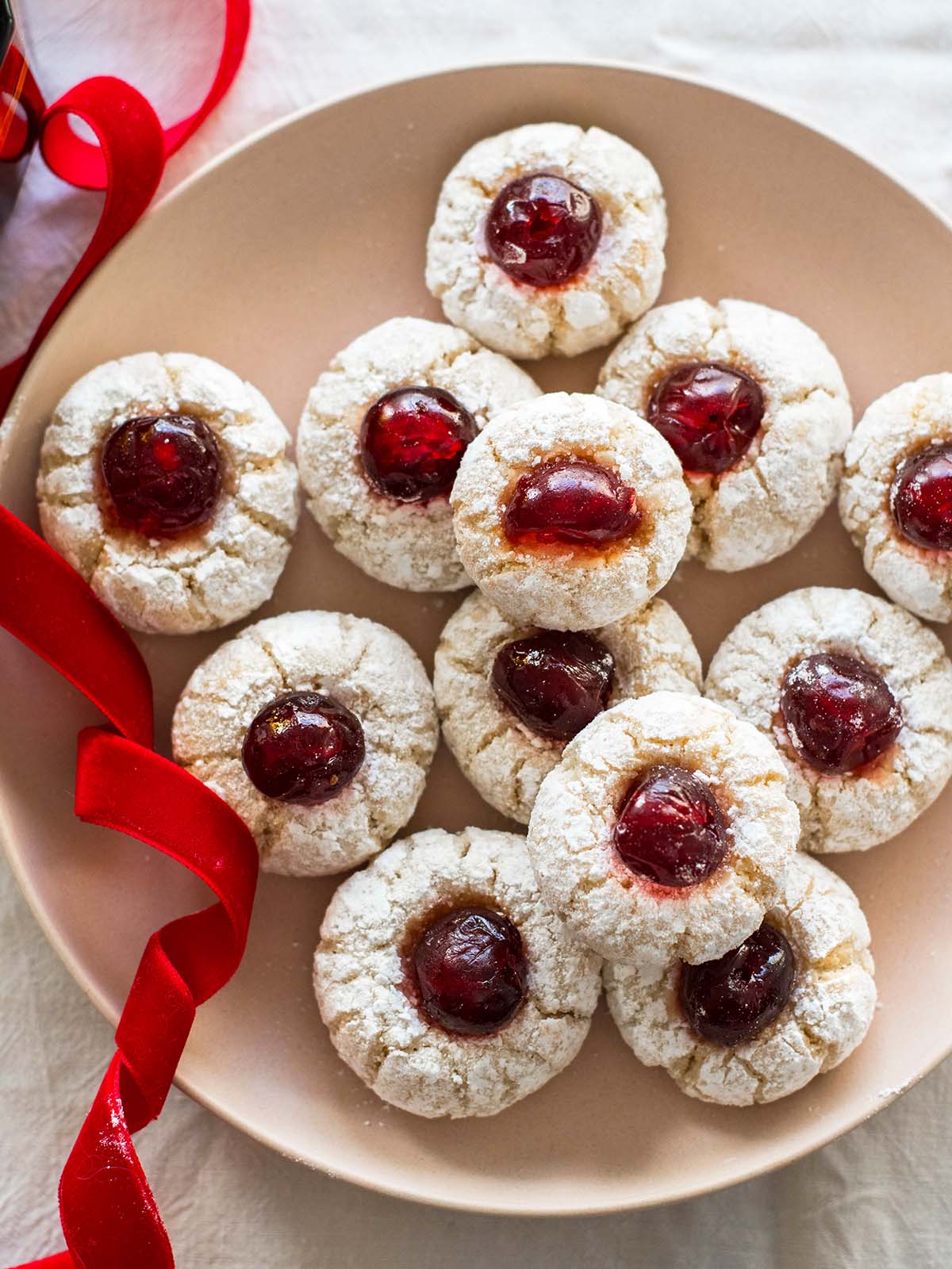 italian soft almond cookies with candied cherries