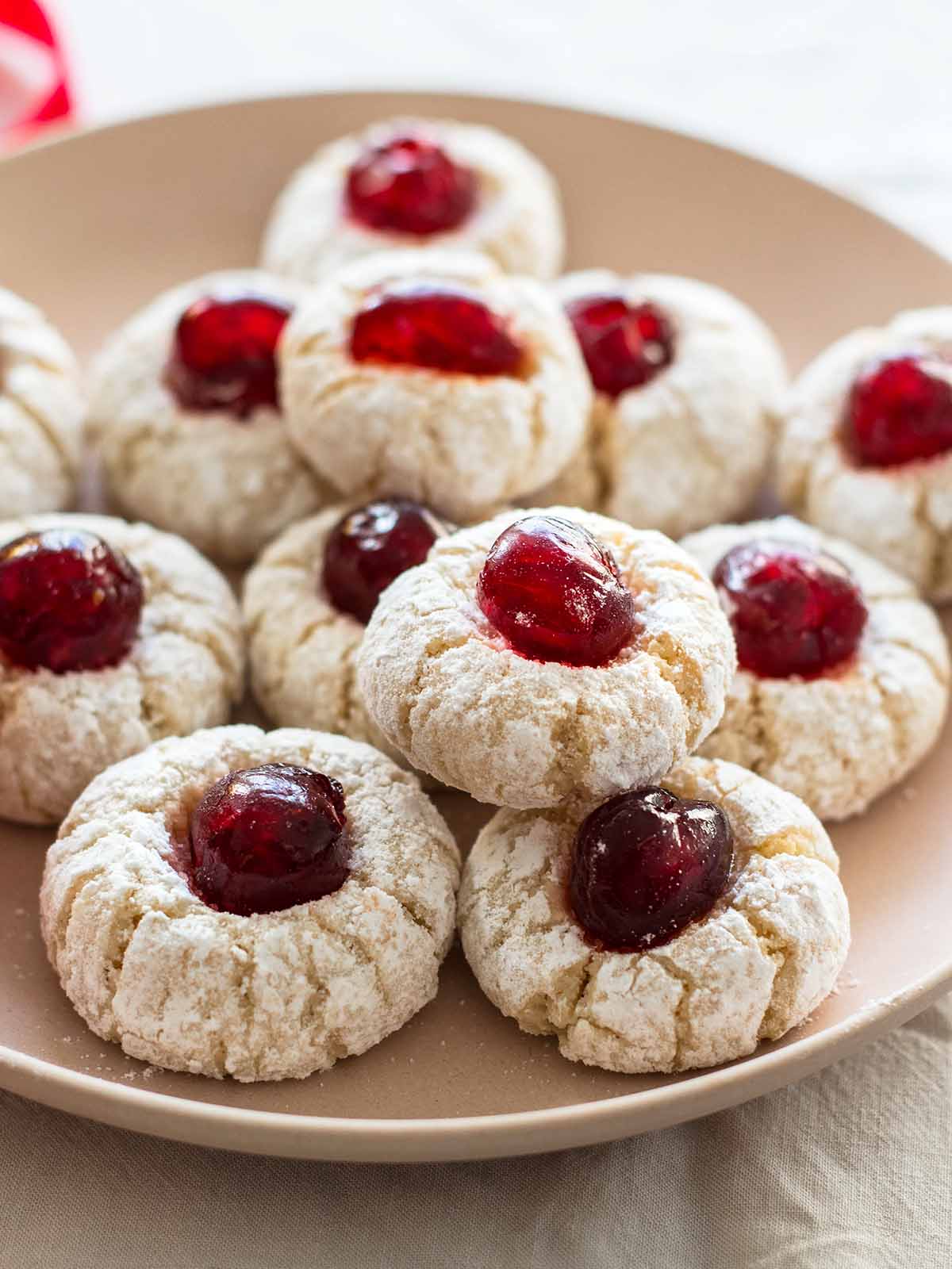 chewy italian almond cookies with candied cherries