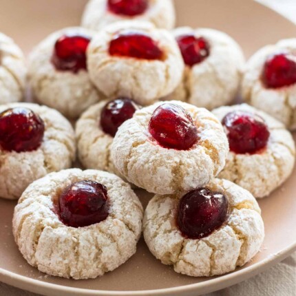 italian soft almond cookies with candied cherries