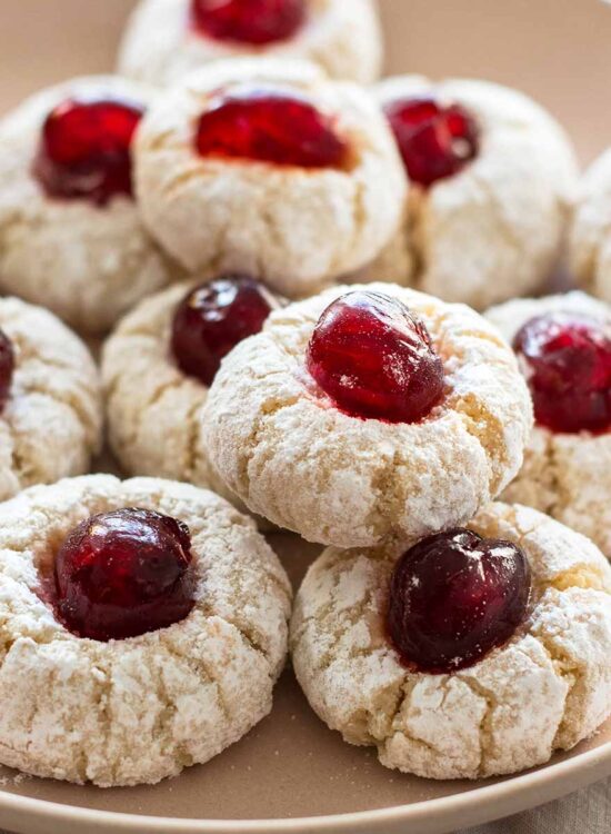 italian soft almond cookies with candied cherries