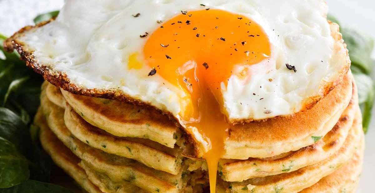 savory pancakes with fried egg