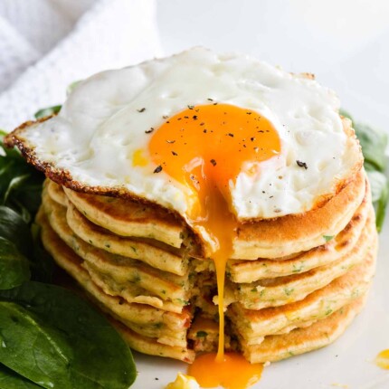 savory pancakes with fried egg