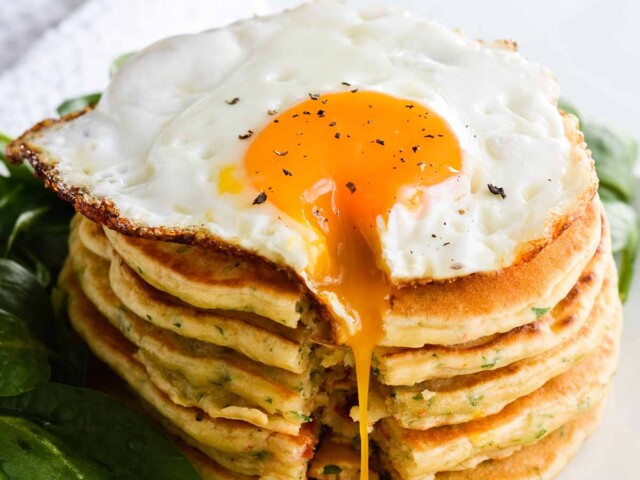 savory pancakes with fried egg