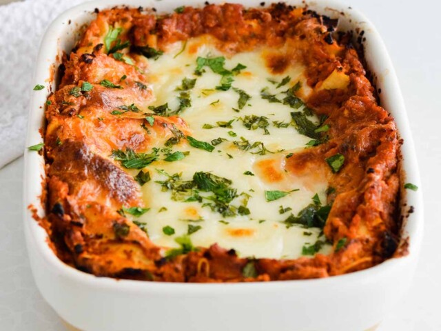 vegetarian bolognese lasagna with chickpeas