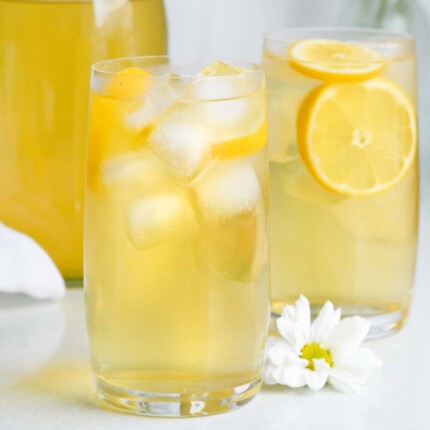 apricot chamomile iced tea with honey and lemon