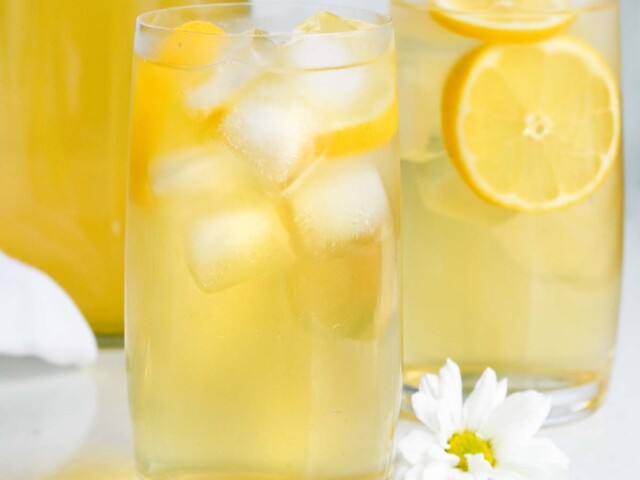apricot chamomile iced tea with honey and lemon